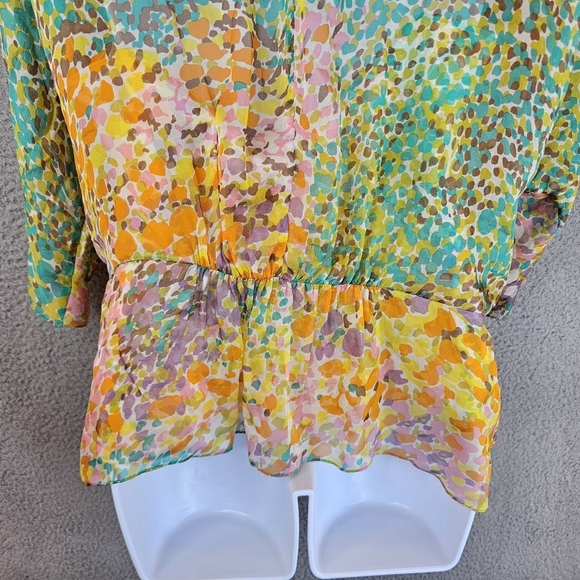 Milly Womens Silk Pastel Confetti Blouson & Matching Tank Under Sz 10 V/Neck - Picture 10 of 15